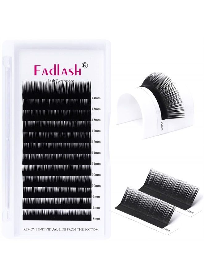 FADLASH Eyelash Extensions L Curl 0.10 Mix Tray 8-14mm Classic Lash Extensions Individual Lashes Silk Eyelash Extension Supplies (0.10-L, 8-14mm Mixed) - Image 2