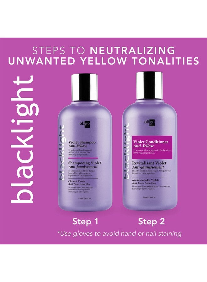 Oligo Professionnel OLIGO PROFESSIONNEL - Blacklight Violet Shampoo - Sulfate-Free Purple Shampoo - Eliminates Yellow Tones - Refreshes Faded Highlights - Argan oil - 11 Amino Acids and Moisturizing Formula - 8.5oz - Image 4