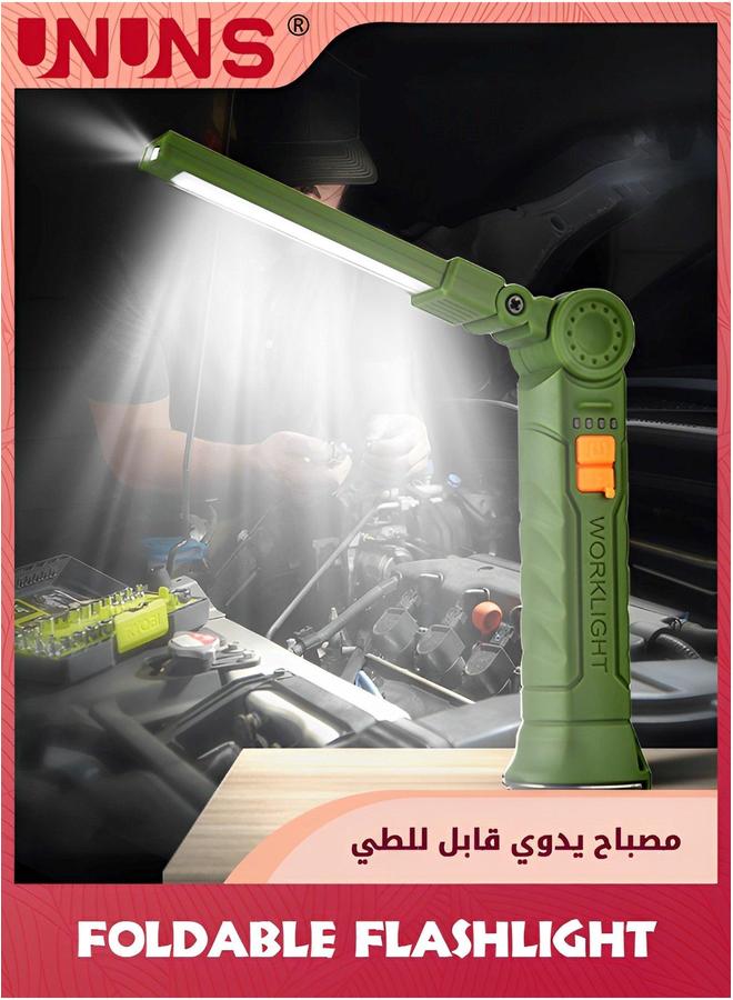 UNUNS 2 Pack LED Rechargeable Flashlight,Foldable Work Lights With 360° Rotate Magnetic Base,4 Modes Portable Inspection Torch For Trouble Light,Automotive,Handmade,Camping,BBQ - Image 2