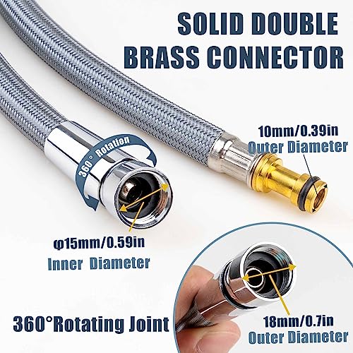 LIBERFLOW Kitchen Faucet Hose Replacement for Moen 159560 PullOut Kitchen Sink Hose Reflex Hose 59Inch Nylon and Brass with Chrome Finish - Image 3