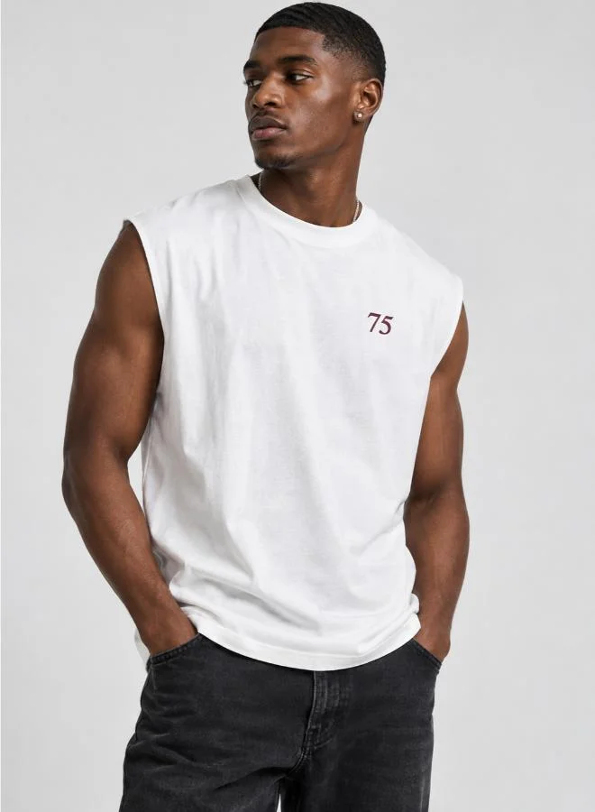 سفنتي فايف Oversized Drop Shoulder Paris Scene Back Graphic Tank Top