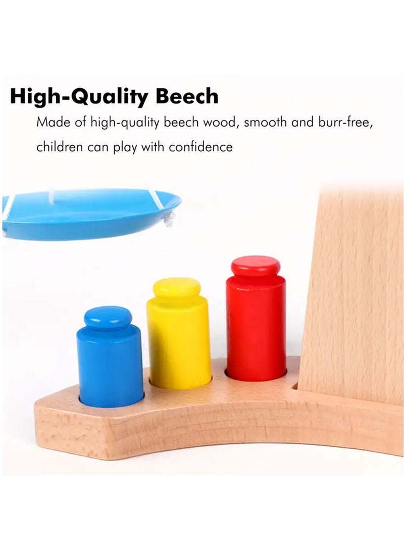 Wooden Balance Scale, Montessori Teaching Aid Math Balance Scales, Fun Early Educational Balance Scale Learning Toys for Girls Boys, Balance Weighing Game Toys for Birthday - Image 5