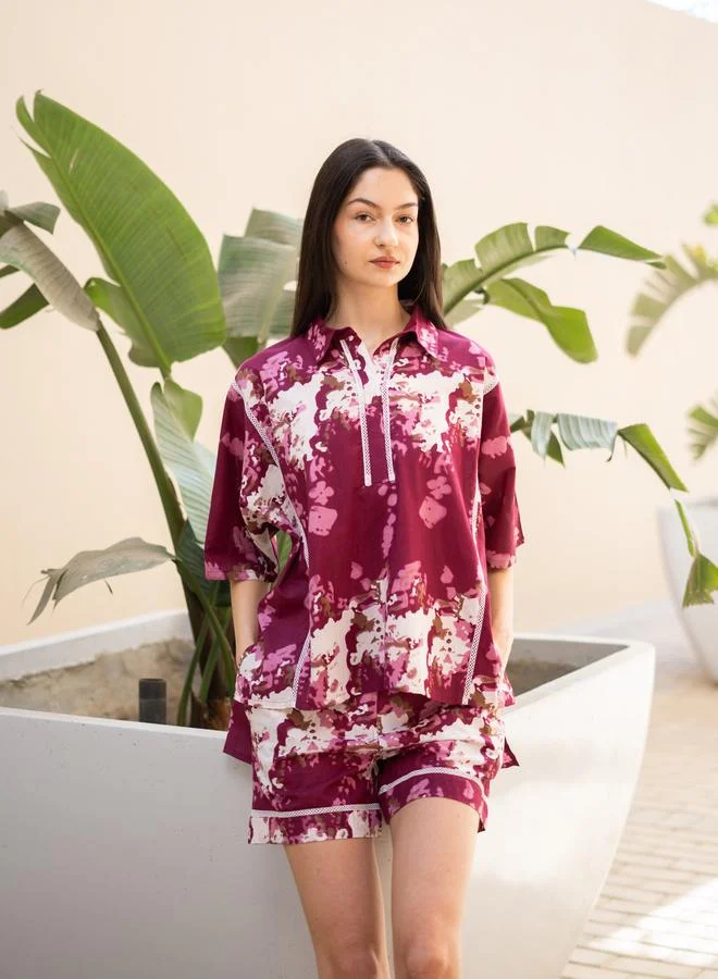 sanskrutihomes Sanskrutihomes Pure Cotton Printed Top and Shorts Pyjama Set