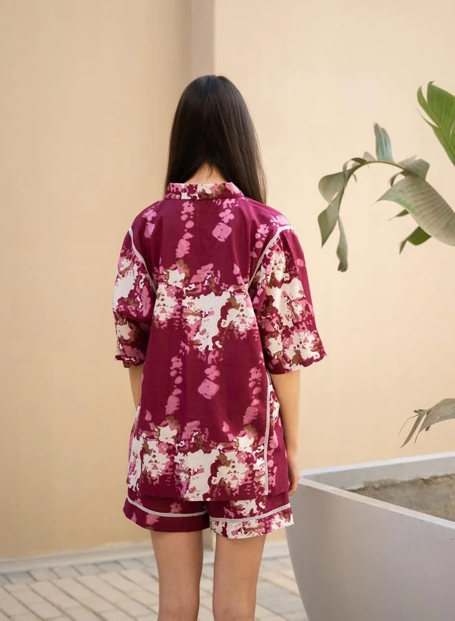sanskrutihomes Sanskrutihomes Pure Cotton Printed Top and Shorts Pyjama Set
