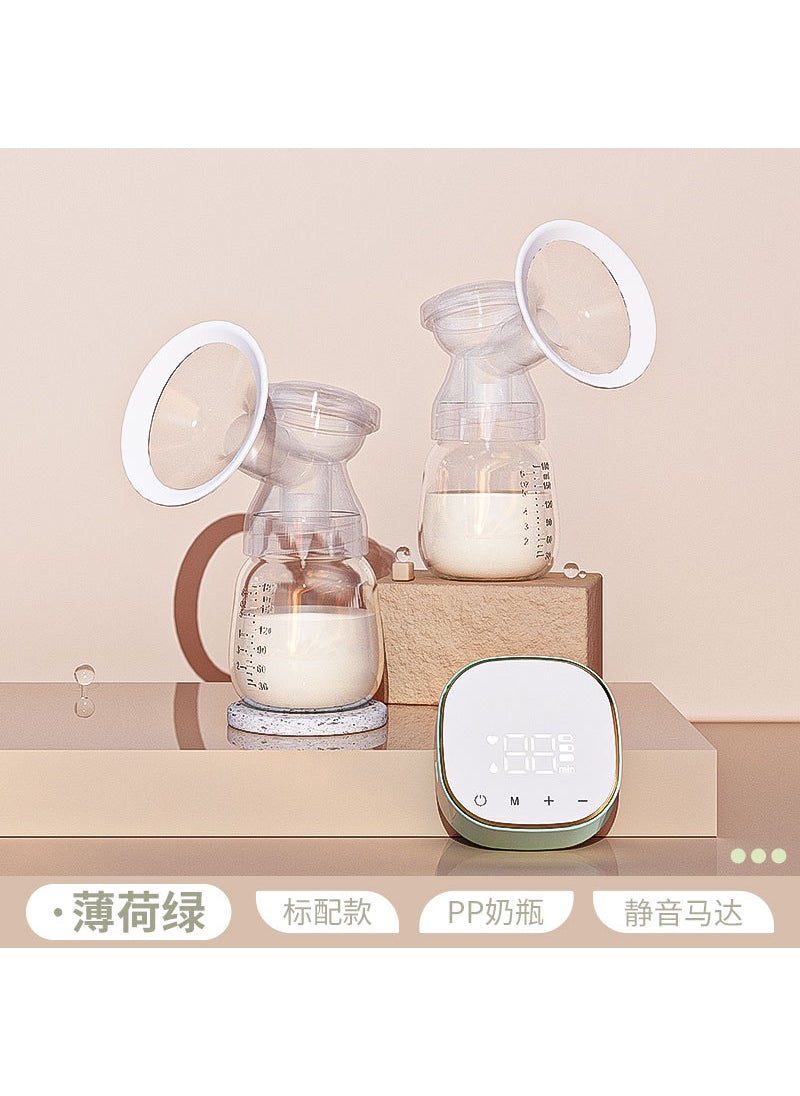 Generic Automatic Dual Breast Pump with Massage and LCD Touchscreen Mint green English version 