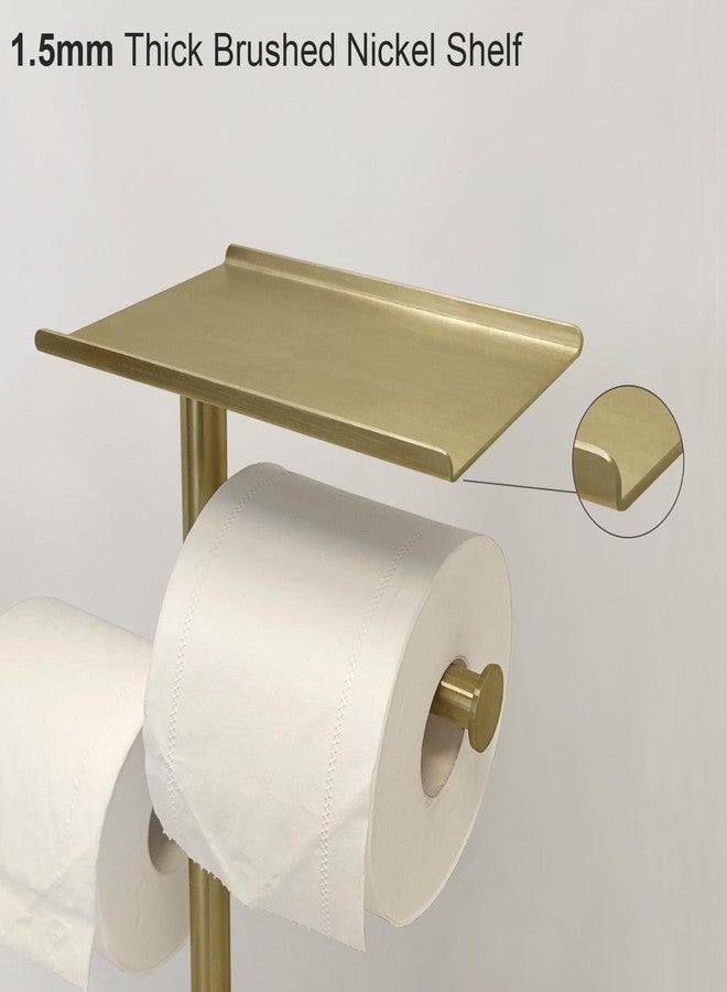 GZILA Brushed Gold Toilet Paper Stand Holder with Shelf, Marble Design Base Free Standing Toilet Paper Roll Holder with 2 Dispenser SUS 304 Stainless Steel Reserve, Storage 5 Rolls - Image 5
