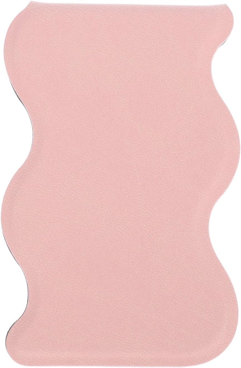 Beaupretty Wave-Shaped Ultra-Thin Portable Makeup Mirror Small Foldable Cosmetic Mirror with Pu Frame Travel Vanity for Women Pink - Image 1