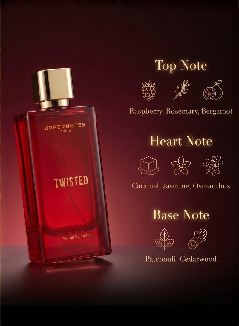 UpperNotes Twisted Extrait De Parfum Unisex 80ml | Raspberry Caramel Jasmine Patchouli Gourmand | Sweet Long Lasting Luxury Fragrance UAE - Image 3