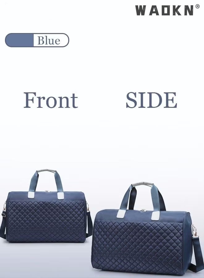 WAOKN Sports Gym Bag, Travel Weekend Duffle Bag Large Capacity Lightweight Waterproof Oxford Fabric Multipurpose Shoulder Luggage Bag for Fitness Sports Training Trip Carry Bags for Unisex Blue - Image 4