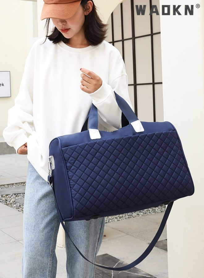 WAOKN Sports Gym Bag, Travel Weekend Duffle Bag Large Capacity Lightweight Waterproof Oxford Fabric Multipurpose Shoulder Luggage Bag for Fitness Sports Training Trip Carry Bags for Unisex Blue - Image 2