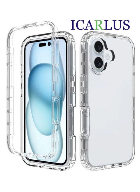 For iPhone 16 Case TPU+PC 2-in-1 Drop-Proof Clear Phone Cover