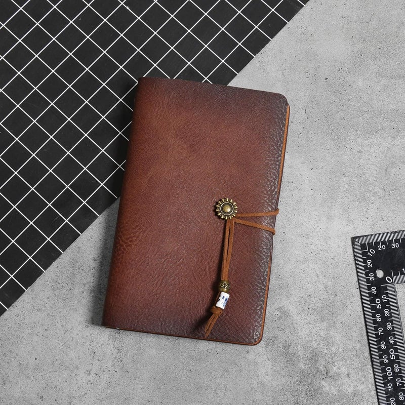 WONDERPOOL Leather Journal A6 Refillable 6 Ring Binder Notebook with Lined Paper and Pen,Writing Diary for Work Travel and Agenda Plan (A6, Brown) - Image 2