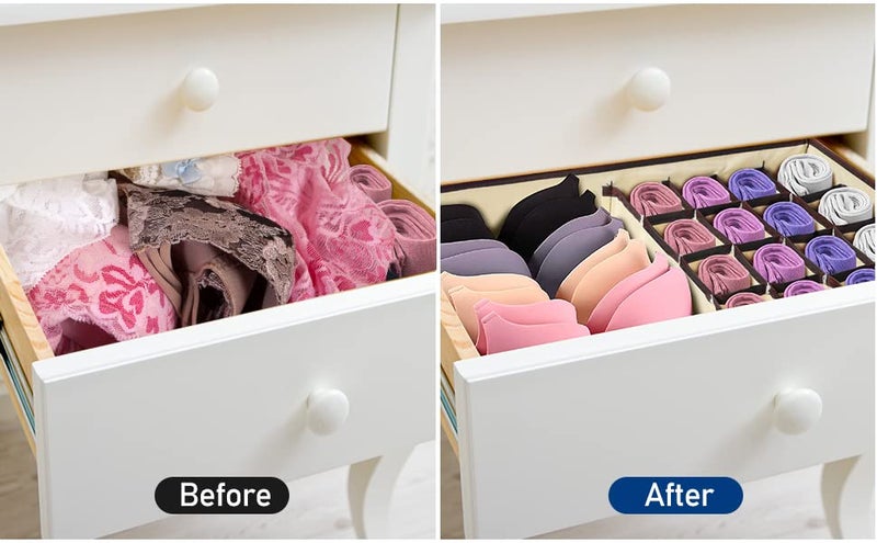 FRENYEAR Multi Compartment Foldable Storage BoxCloset OrganizerDrawer Organizer 16 Grids For Underwear Closet Storage For Bra Panty Innerwear Organizer For WardrobePolypropylene Fabric Oxford - Image 5