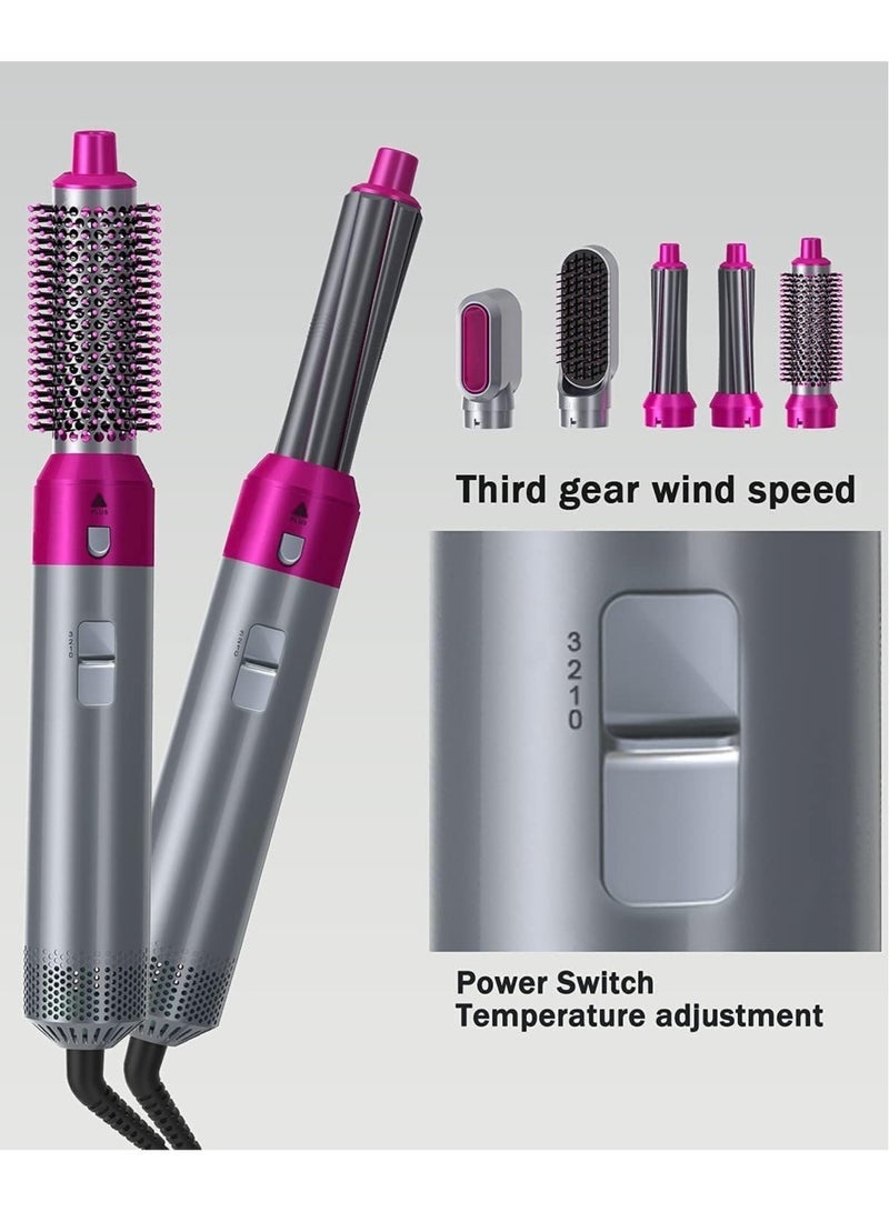 Hair Dryer Brush, 5 in 1 Hair Styler, Hot Air Brush, Airwrap Styler, Negative Ion Comb for Straigntening,Curling,Hair Styling Appliances with 5 Interchangeable Brushes (A- Gray) (Gray) - Image 4