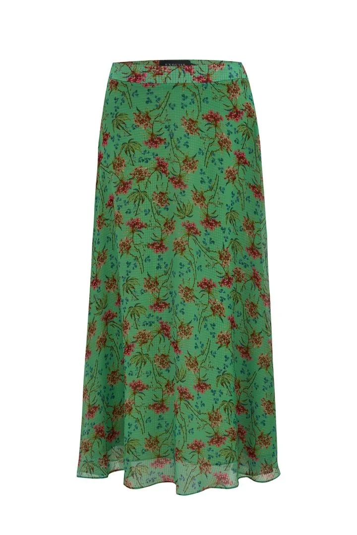 EXQUISE Floral Patterned Multicolored Skirt