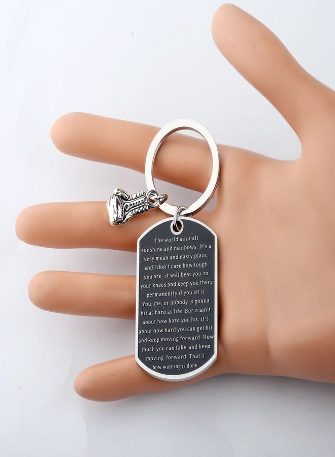 FEELMEM Boxing Keychain The World Ain't Sunshine and Rainbows Boxing Glove Keychain (silver-1) - Image 4