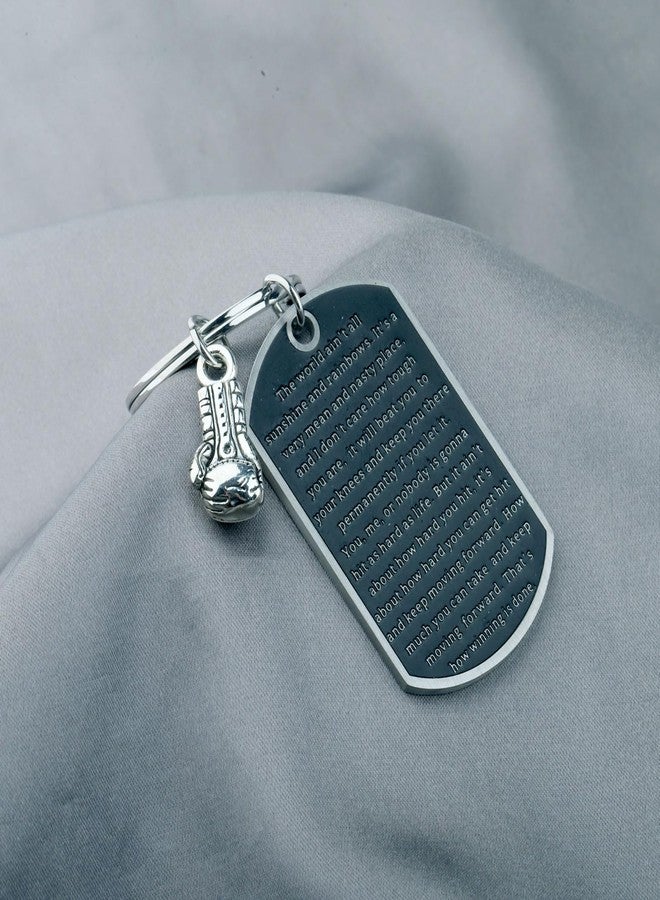 FEELMEM Boxing Keychain The World Ain't Sunshine and Rainbows Boxing Glove Keychain (silver-1) - Image 3