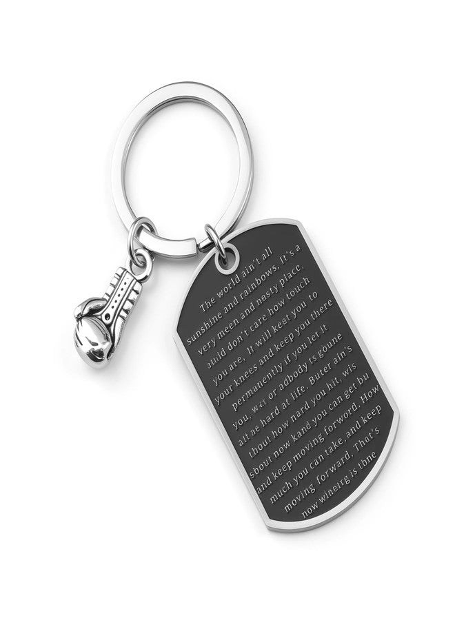 FEELMEM Boxing Keychain The World Ain't Sunshine and Rainbows Boxing Glove Keychain (silver-1) - Image 1