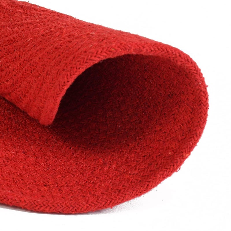 ZAVEZA - HOME KART ZAVEZA Natural Cotton Round Coaster PlaceMat for Dinning TablePanHot Dishes and Pots Set of 1 35cm Red - Image 3