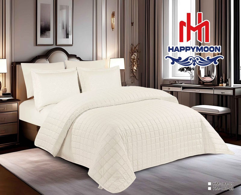 HAPPYMOON طقم لحاف الفراش Happymoon بحجم سرير مفرد - طقم سرير مبطن صلب مكون من 4 قطع مع قماش ناعم من الألياف الدقيقة ، يتضمن لحاف ، ملاءة مجهزة ، وسادة وسادة وحقيبة - Image 1