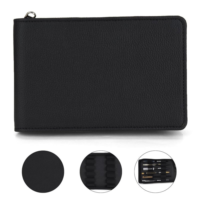 essart Faux Leather 12-Slot Zipper Pen Case – Stylish & Durable Storage for Pens, Pencils, and Small Accessories in Black Color - Image 2
