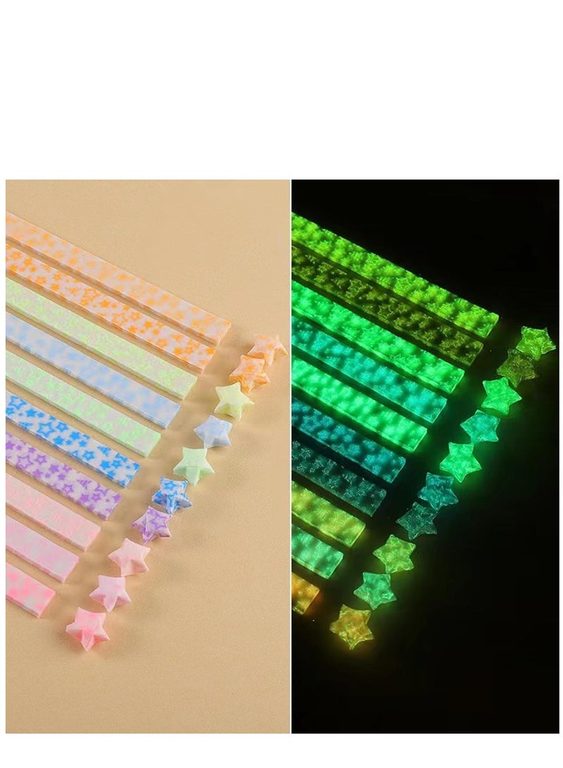 KASTWAVE 840 Sheets Star Paper Strip, Luminous Origami Star Paper Strips Glow in The Dark Folding Strips Star Origami Paper Strips Decoration  - Image 1