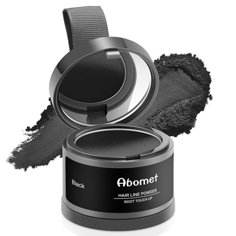 Abomet Root Touch Up Instantly Gray Coverage Hairline Powder, Conceal Hair Loss and Thinning For Women Men, Hair Fibers (Black)