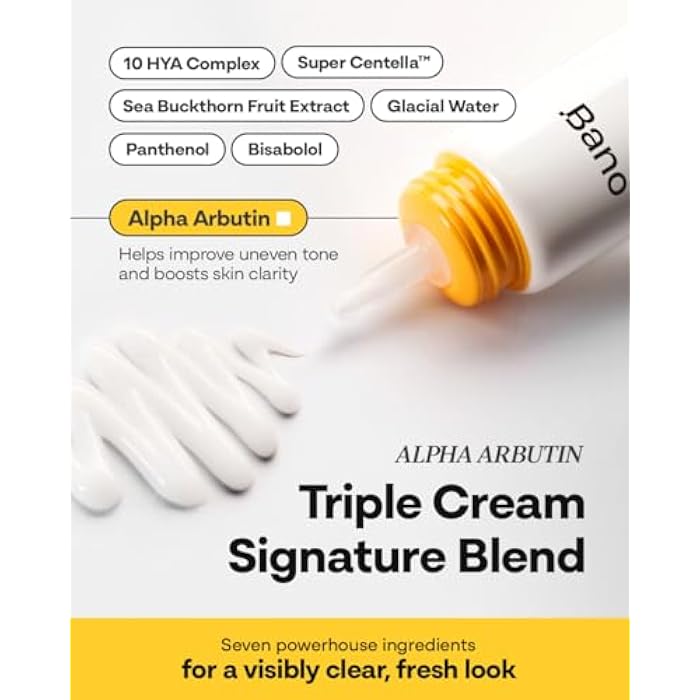 BANO Alpha Arbutin Triple Cream – Face Moisturizer with Alpha Arbutin & Niacinamide | Hydrating Hyaluronic Acid | Korean Skincare for Sensitive Skin | Fragrance-Free | 2.02 fl oz - Image 5