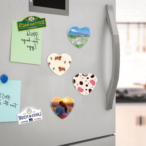 MK.Bear 100 Sets Heart Button Maker Supplies 54mm/2.13in，Button Parts for Heart-Shaped Fridge Magnet Maker Machine，Including Metal Cover, Metal Back Cover, Clear Film, Blank Paper, Soft Magnet - Image 5