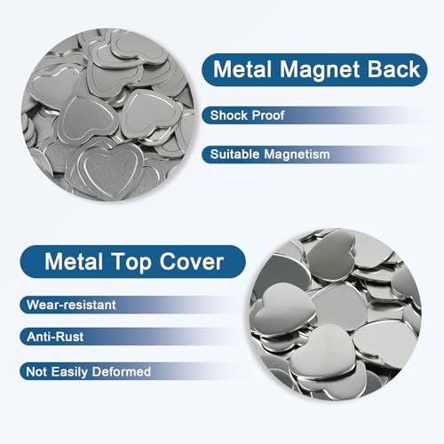 MK.Bear 100 Sets Heart Button Maker Supplies 54mm/2.13in，Button Parts for Heart-Shaped Fridge Magnet Maker Machine，Including Metal Cover, Metal Back Cover, Clear Film, Blank Paper, Soft Magnet - Image 4