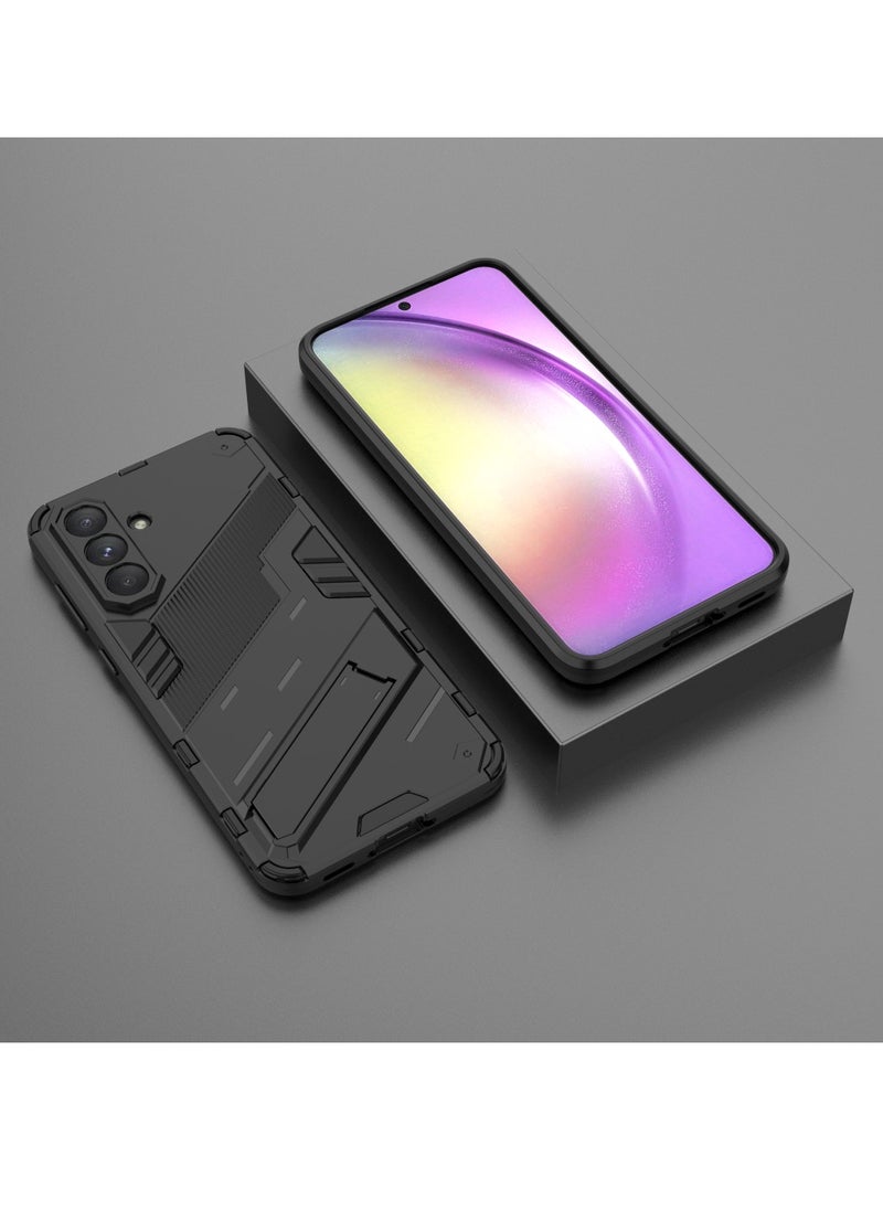 Samsung Galaxy A36 5G - Original Punk Shock-Resistant Case Cover with Built-in Kickstand: Durable, Lightweight, and Shock-Absorbing - Black