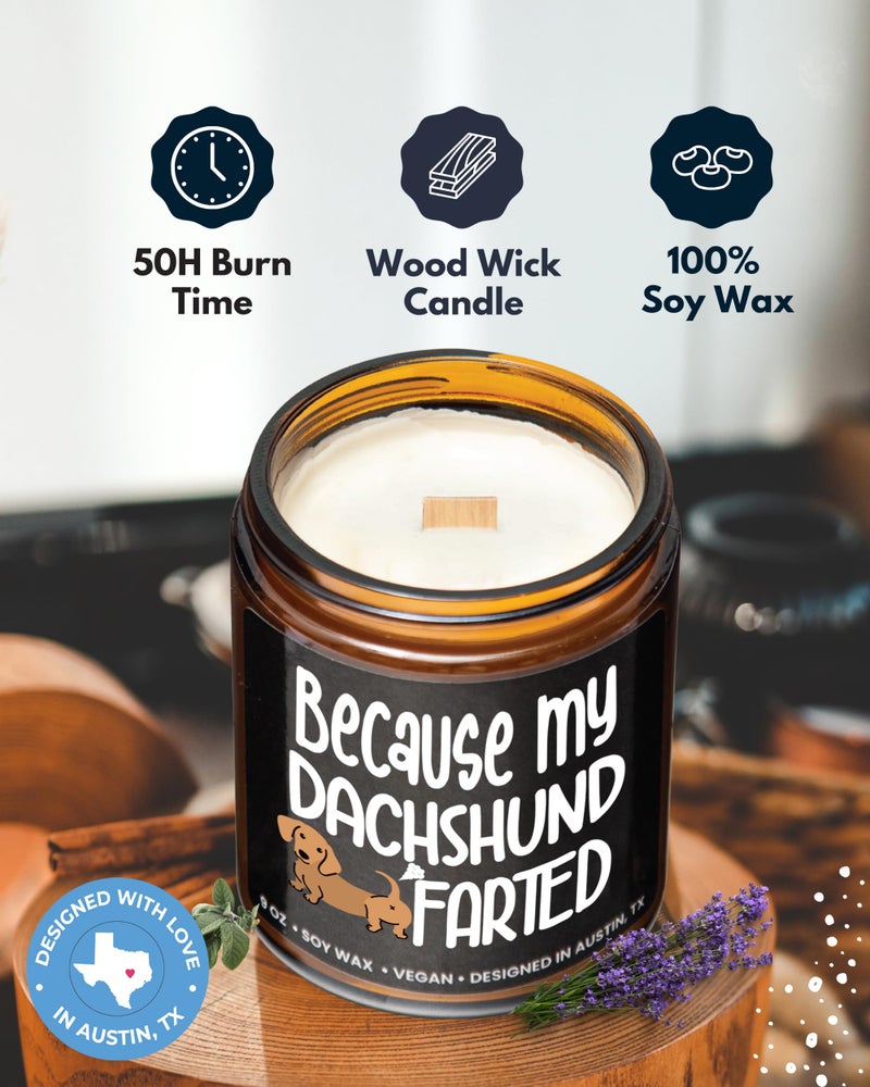 Rosa Vila Funny Dachshund Candle, Dachshund Gifts for Women and Men, Unique Funny Pet-Themed Gift Ideas, Best Present for Pet Lovers, Perfect Presents for Dog Mom & Dog Dad, Birthday, Christmas, Gift-Ready - Image 2