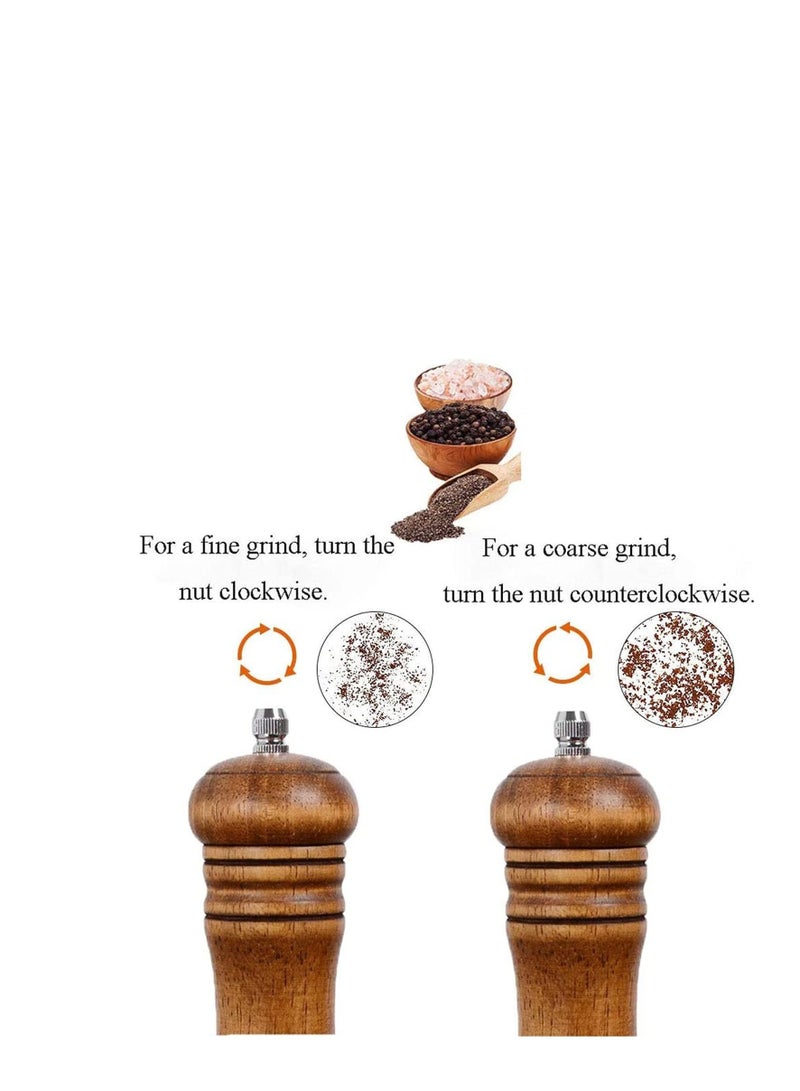 نيبمينينت Pepper Grinder, Wood Salt and Grinder Mills Sets, Classic Manual Refillable Mill Sets with Acrylic Visible Window Adjustable Ceramic Grinding Rotor 6.5inch 2 Pack - Image 4