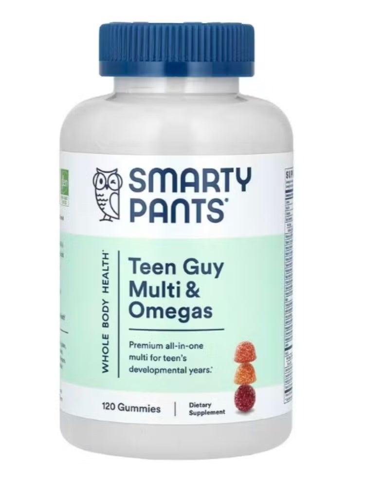 SmartyPants جواهر سمارتى بانتيز متعددة الفيتامينات للشباب: زيت السمك أوميغا 3 (EPA/DHA)، فيتامين D3، C، فيتامين B12، B6، فيتامين A، K والزنك، خالي من الجلوتين، ثلاث نكهات فاكهة، 120 حبة (إمداد لمدة 30 يوم)