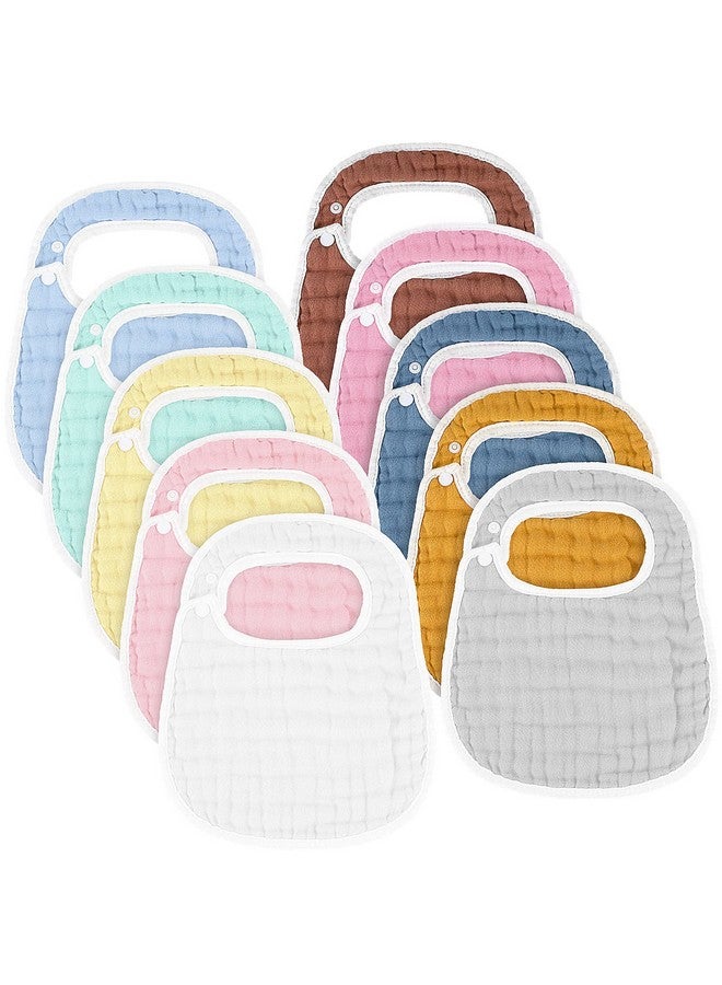 Loopeer 10 Pcs Snap Muslin Bibs Baby Bibs For Boy Girl Infants Newborns Bib Soft Snap Bibs For Teething Drooling (Colorful)  - Image 1