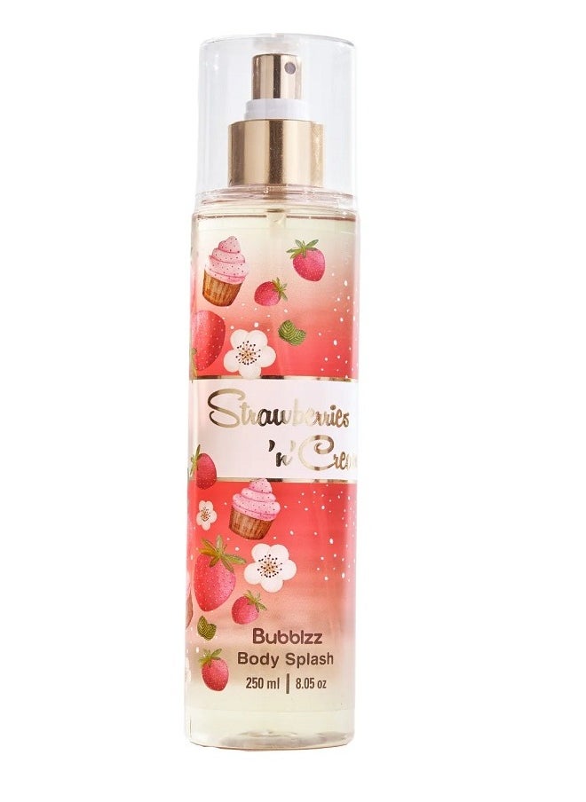 Bubblzz BODY SPLASH STRAWBERIES IN CREAM 250ML  - Image 1