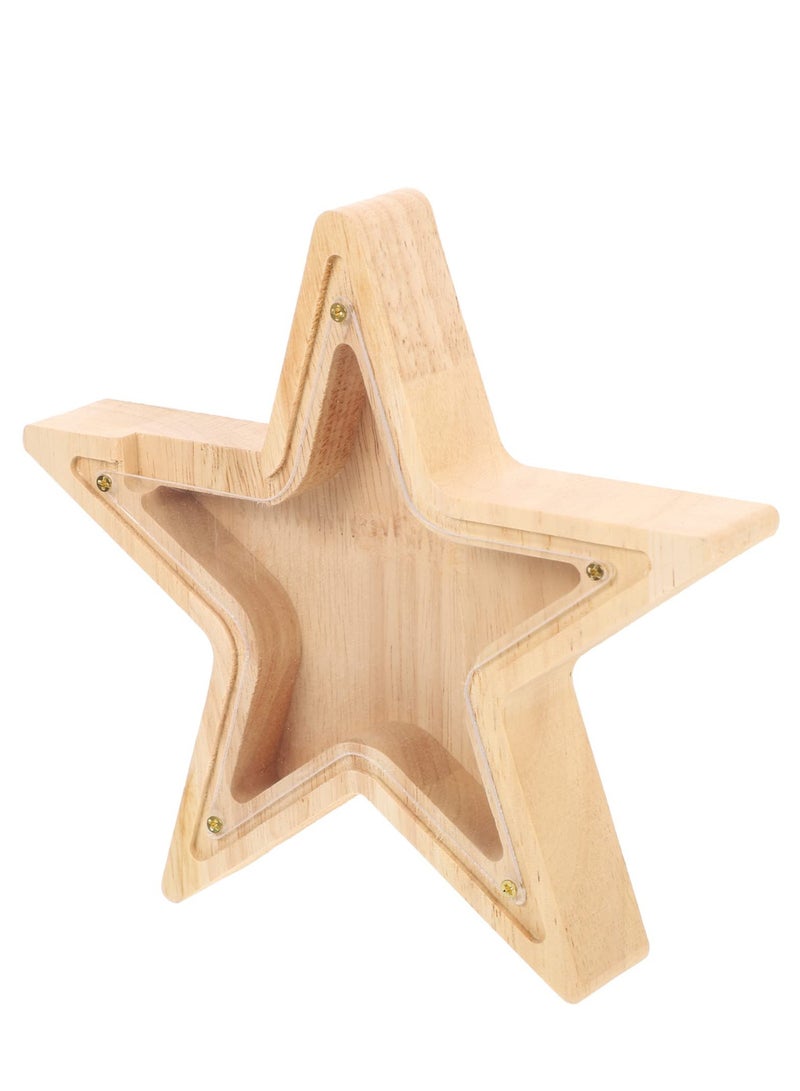 Excefore Home Decor Wooden Money Bank Piggy Banks for Teenagers Star Shaped Coin Bank See Through Piggy Bank for Boys Girls Baby First Savings Bank Nursery Decoration Vintage Decor - Image 1