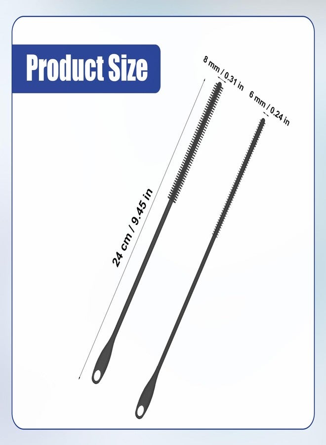 XIHIRCD 2pcs Silicone Straw Brush, 6mm & 8mm, Extra Long, Soft & Flexible, Grey - Image 2