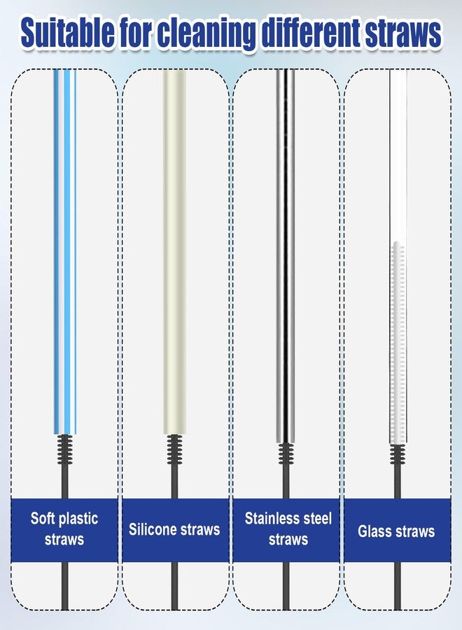 XIHIRCD 2pcs Silicone Straw Brush, 6mm & 8mm, Extra Long, Soft & Flexible, Grey - Image 4