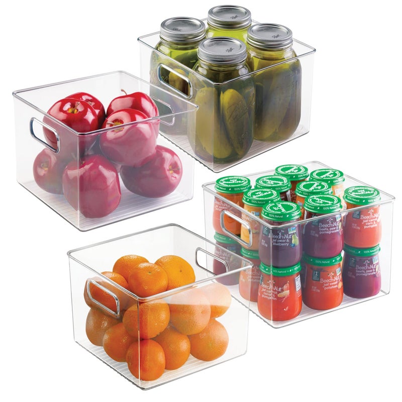 iDesign Pantry Storage Bin with Handles for Kitchen Cabinets or Fridge  Set of 4  Clear  Made in USA - Image 1