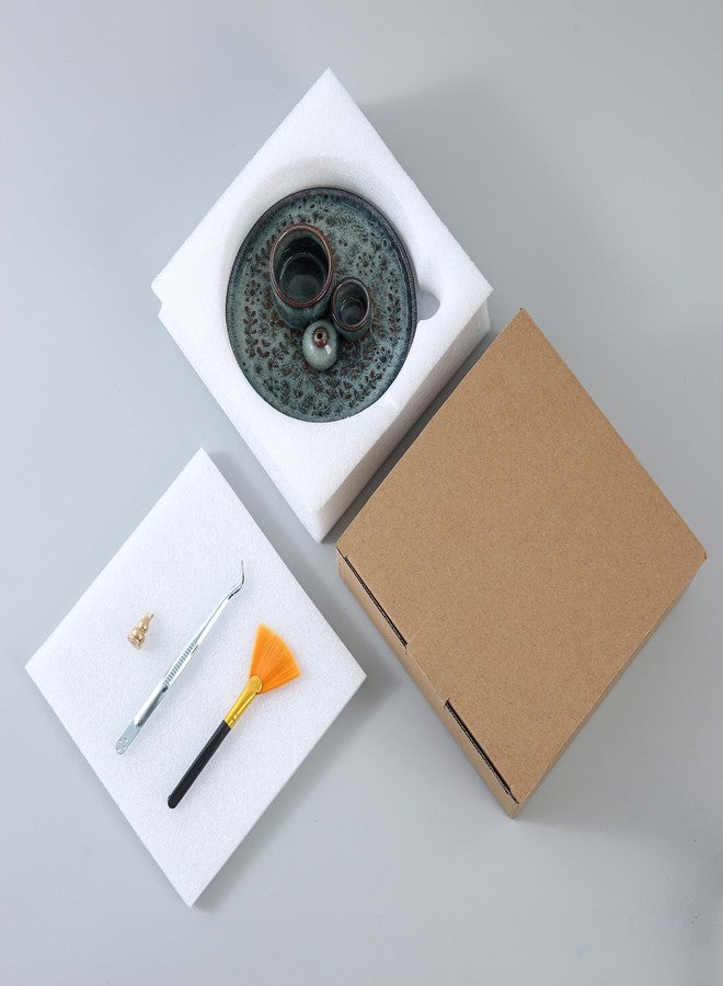 Reyife 5 in 1 Incense Holder Burner, 5.9" Ceramic Holder for Burning Palo Santo Sage Candle and Incense Sticks Cones, Ash Catcher Tray for Meditation Room Home Décor (Bluegrey) - Image 4