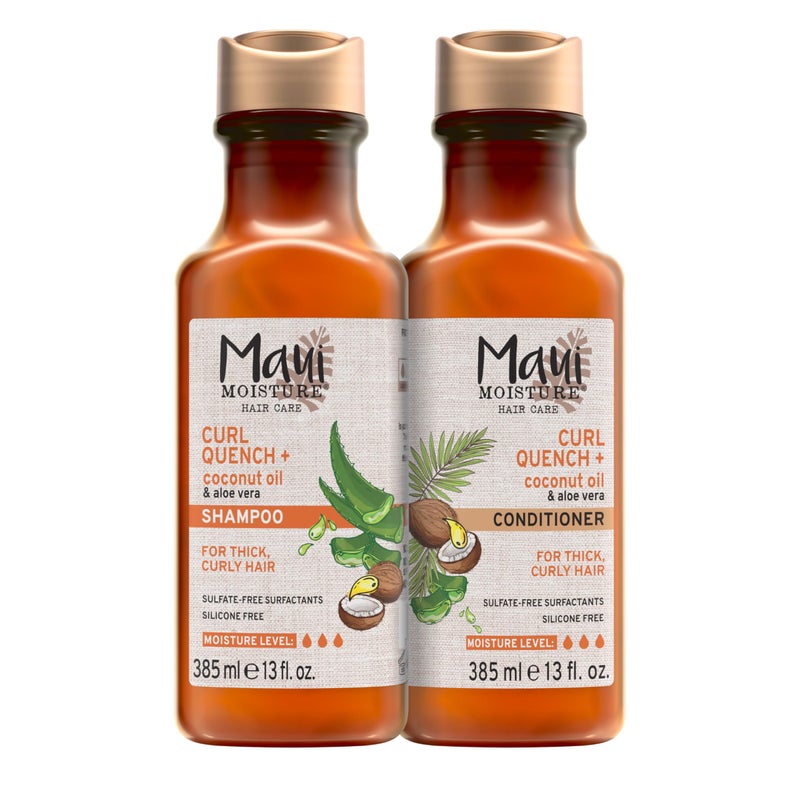 Maui Moisture Curl Quench  Coconut Oil Shampoo  Conditioner to Hydrate and Detangle Tight Curly Hair Softening Shampoo Vegan Silicone  ParabenFree 13 Fl Oz
