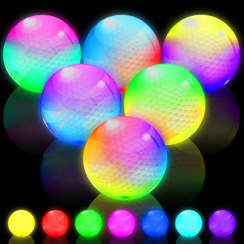 THIODOON Glow in The Dark Golf Balls with 7 Colors Keep Changing and Timer Resets Every Striking Light up LED Glowing Golf Balls 48 Hours Battery Life for Night Golfing - Image 1