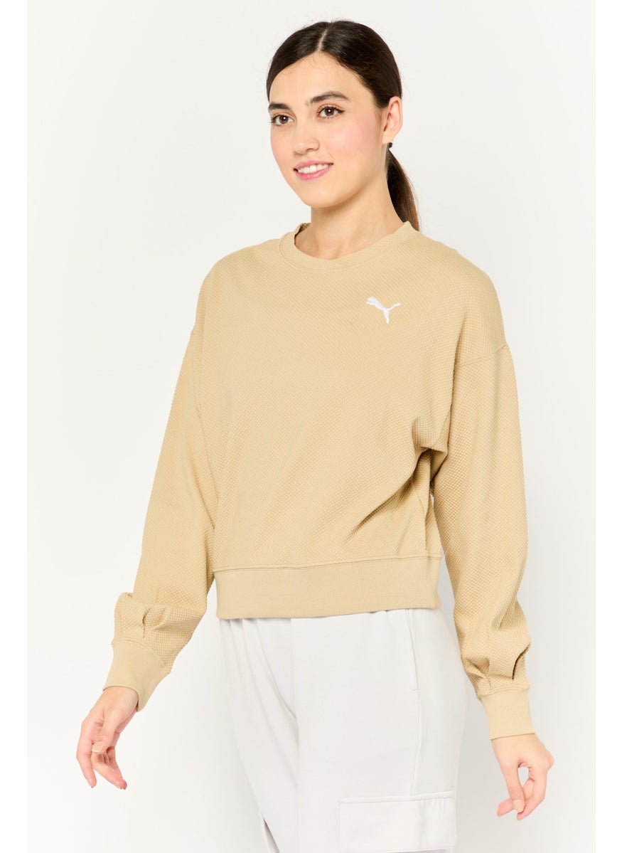 PUMA - Women Sportswear Fit Long Sleeve Outdoor Sweatshirt, Tan - Image 1