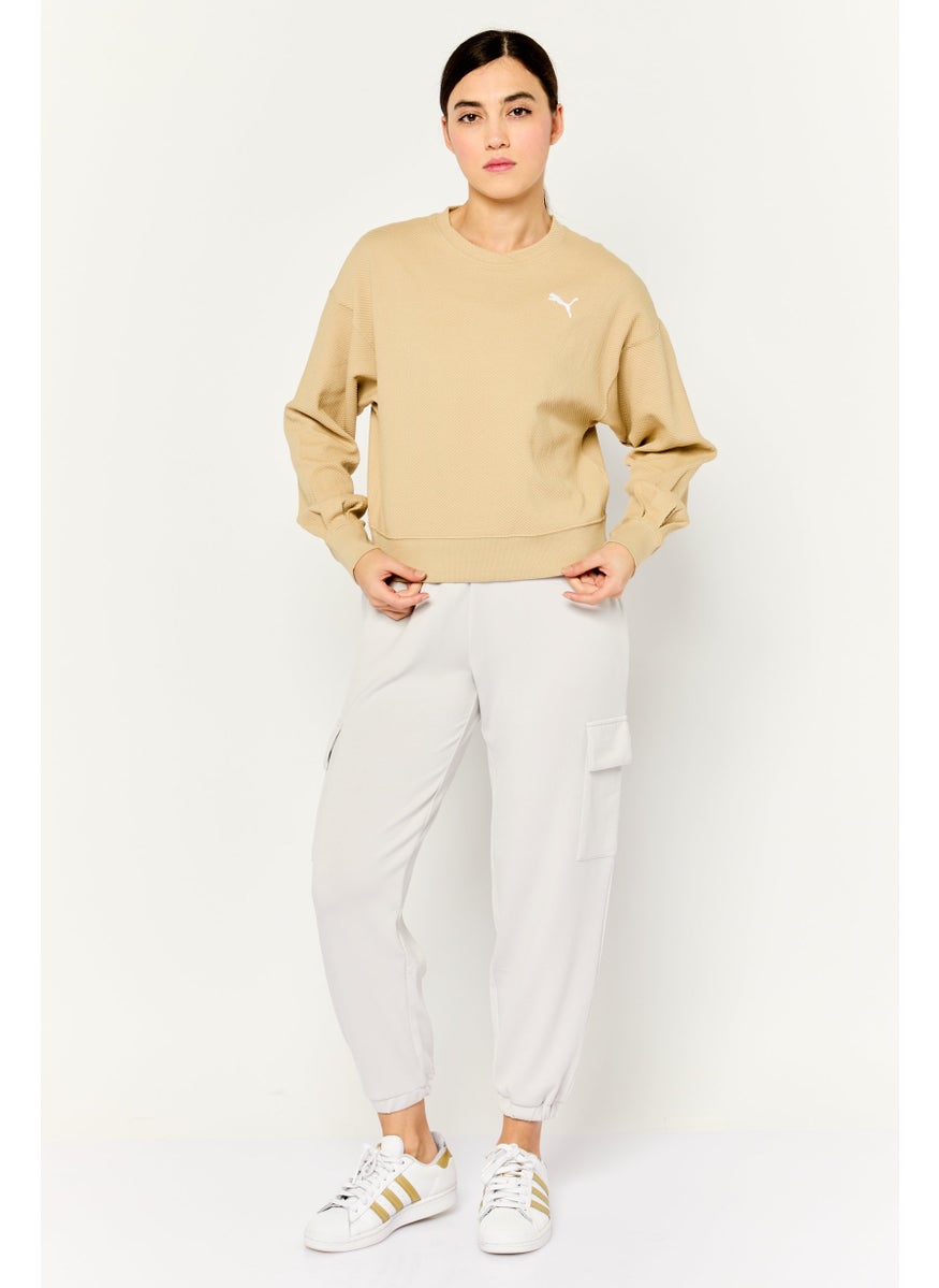PUMA - Women Sportswear Fit Long Sleeve Outdoor Sweatshirt, Tan - Image 1