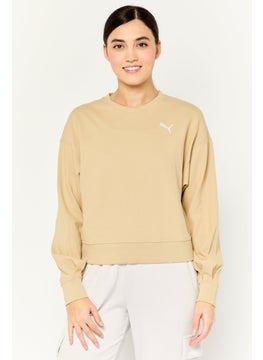 Women Sportswear Fit Long Sleeve Outdoor Sweatshirt, Tan