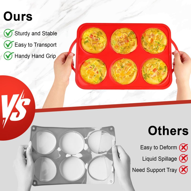 Puyeipt 4 Inch Jumbo Muffin Top Pan with Metal Frames, Silicone Egg Mold for Breakfast Sandwiches, Egg Bite Baking Tray, BPA Free & Non-Stick - Image 4