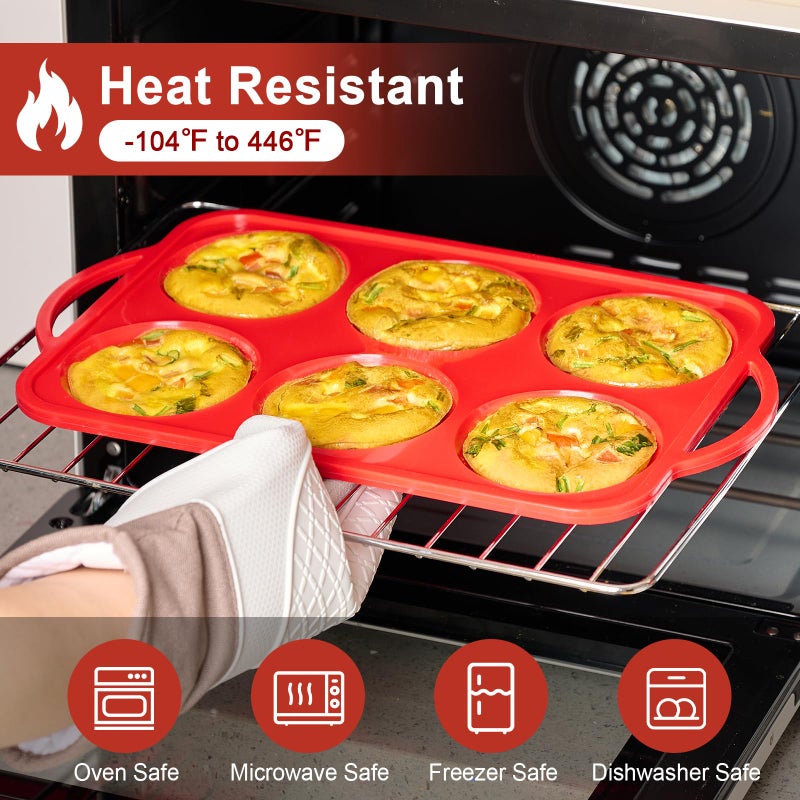 Puyeipt 4 Inch Jumbo Muffin Top Pan with Metal Frames, Silicone Egg Mold for Breakfast Sandwiches, Egg Bite Baking Tray, BPA Free & Non-Stick - Image 5
