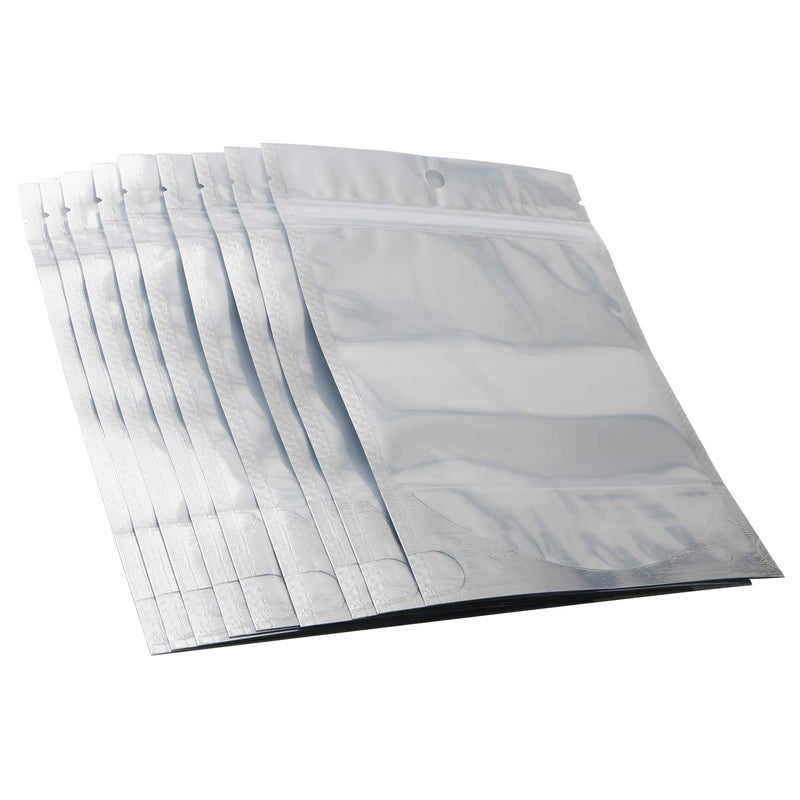 Ellbest 100Pcs Stand Up Zip Lock Bags, 3.15 Mil Clear Silver Aluminum Mylar Foil Plastic Bags, 5.1x7.1 inch Resealable Packaging Storing Zipper Pouches Bulk Food Storage Bags - Image 1