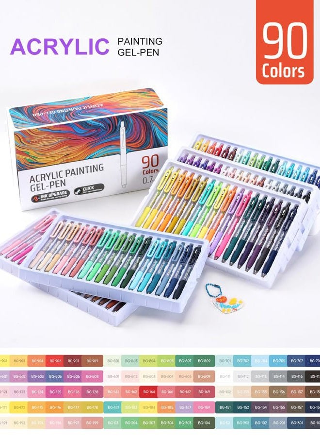 Xipan Acrylic Colored Pens Set, 90 Colors Retractable Gel Ink Pens, 0.7mm Fine Point Colorful Pen for Black Paper, Rock, Glass, Fabric and Art Crafts Supplies, Color Pen for Journaling Note Taking - Image 2